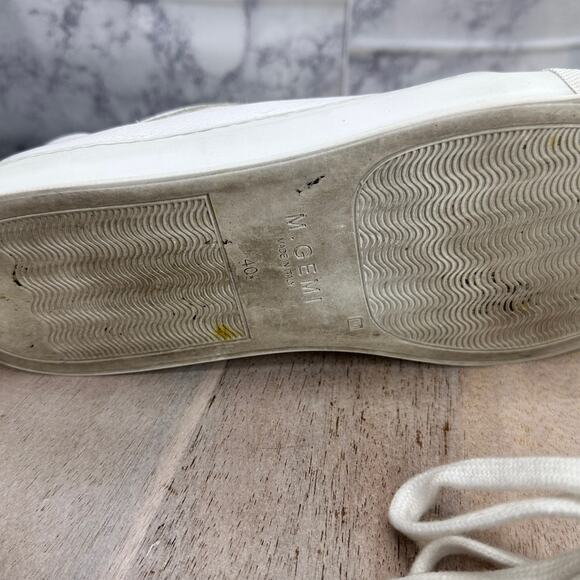 M.Gemi Women’s White Leather Sneakers Size 40 Italian Made Low Top Shoes - Picture 6 of 13